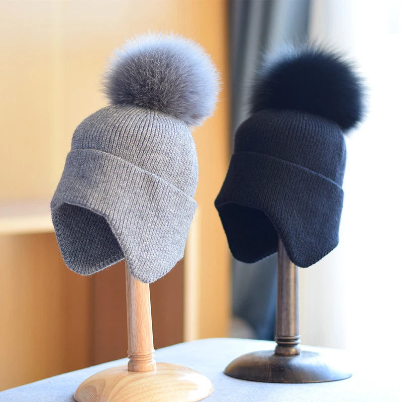 Nature Baby Merino Alpine Pom Pom Beanie - Raspberry