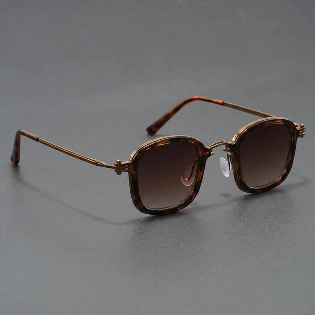 Taranto Metal Sunglasses — Leopard, three-quarter studio view