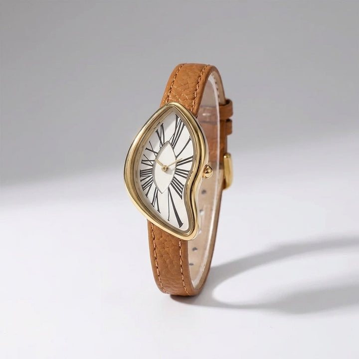 Navona Twisted Watch — Tan, three-quarter studio view