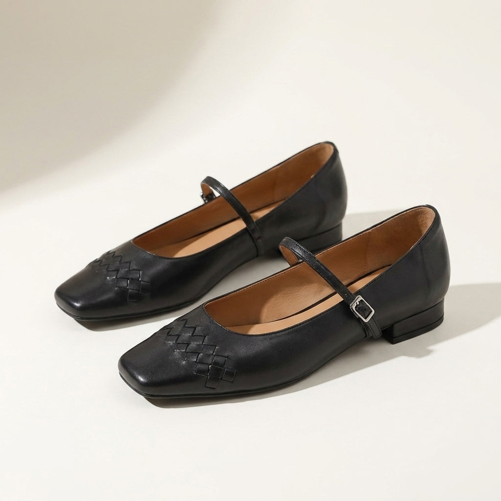 Verona Mary Janes — Black, three-quarter studio view