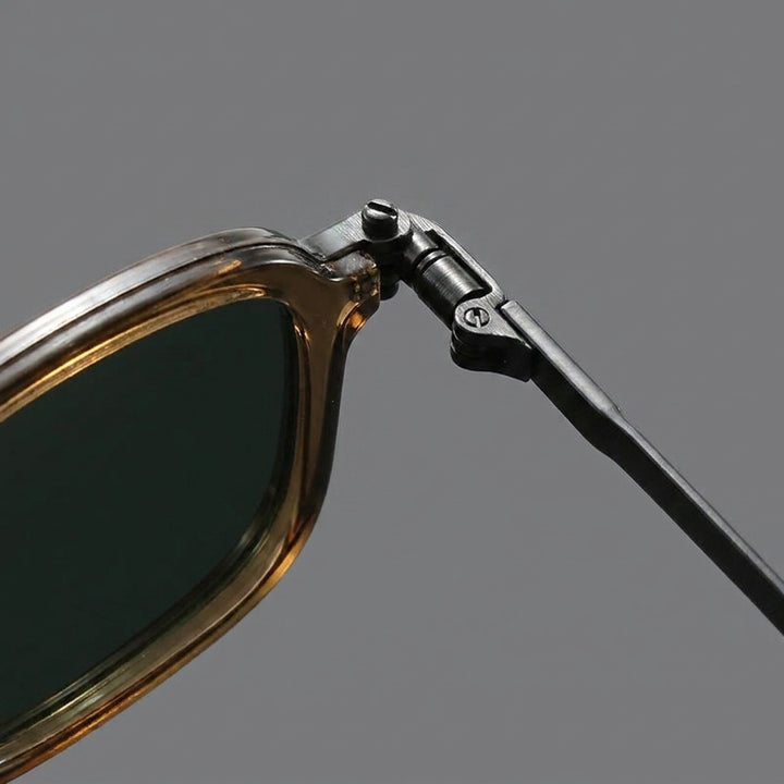 Taranto Metal Sunglasses — Clear Green, frame corner detail