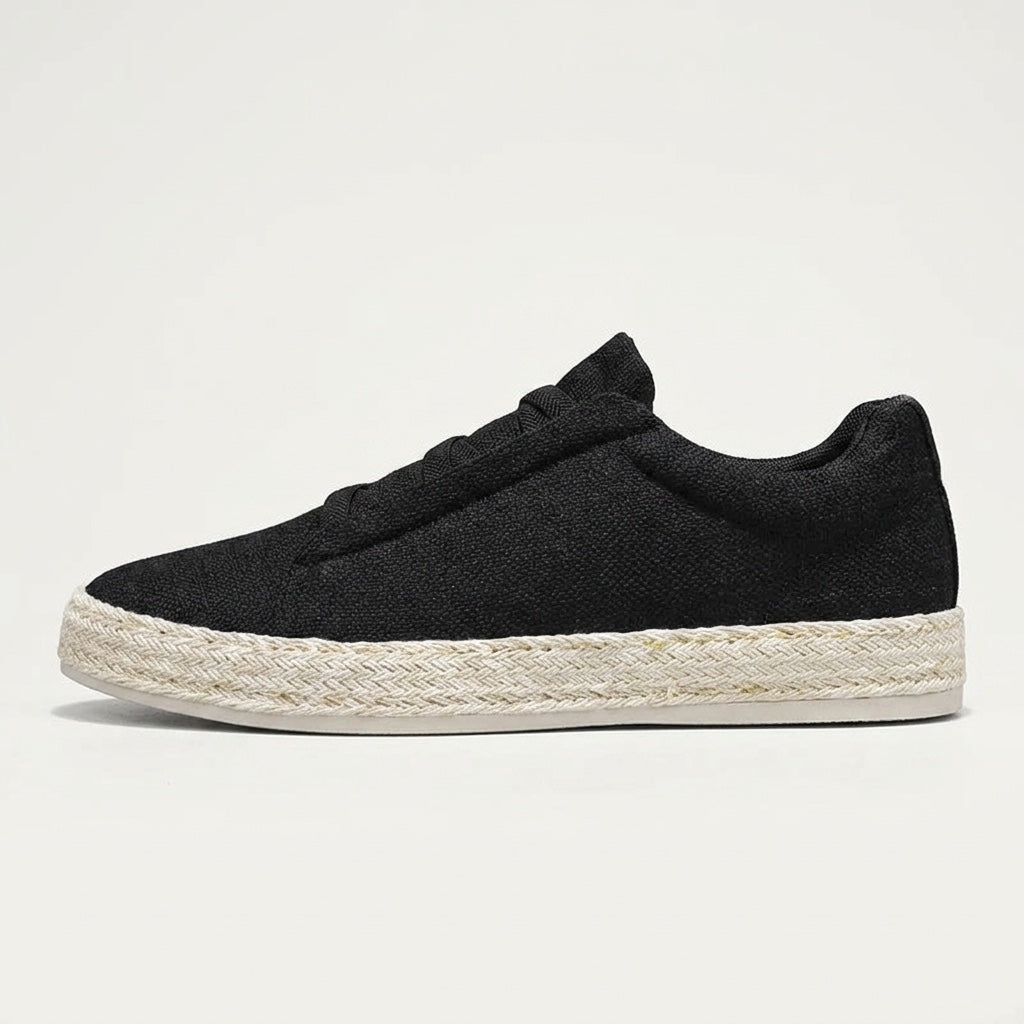 Ponza Espadrille Sneakers — Black, side profile