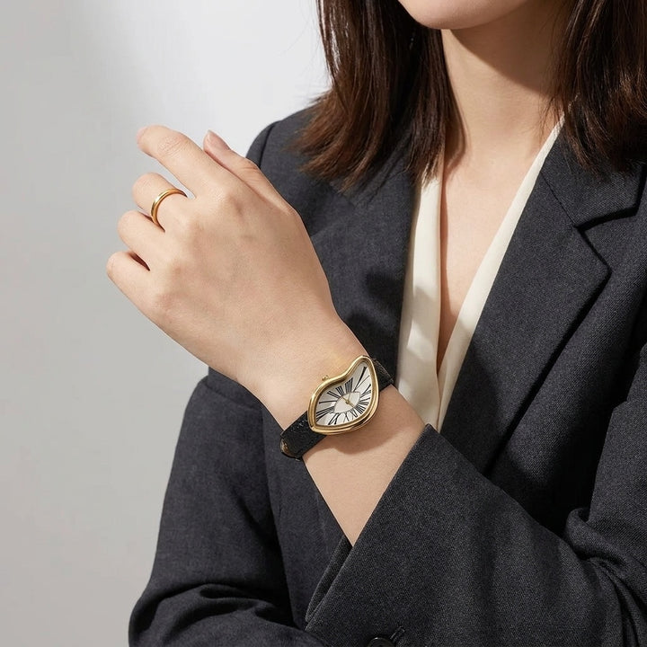Navona Twisted Watch — Black Ivory, worn on the wrist in the studio