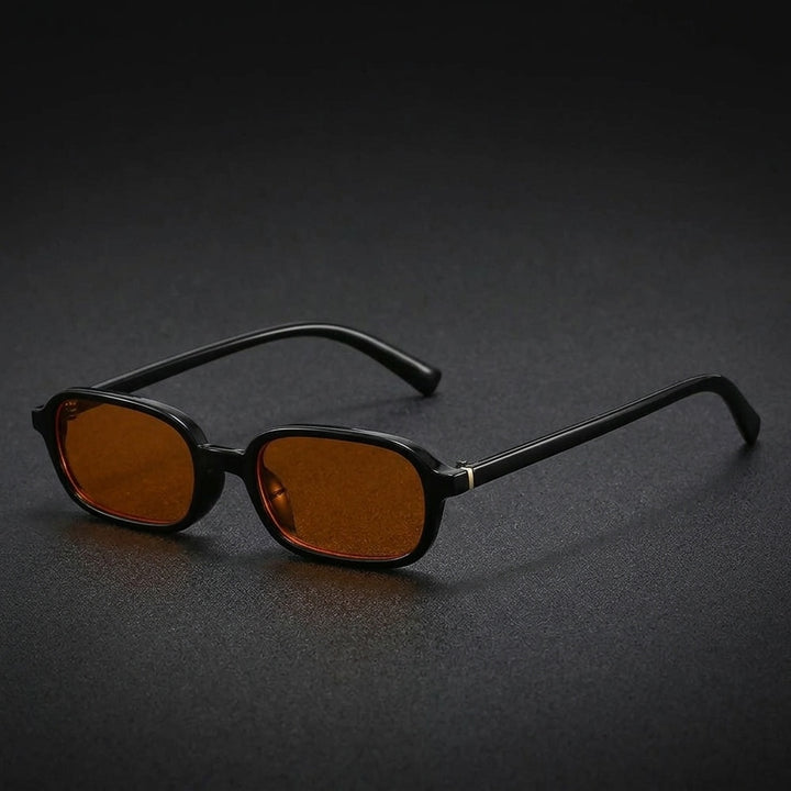Siena Rectangle Sunglasses — Orange, three-quarter studio view