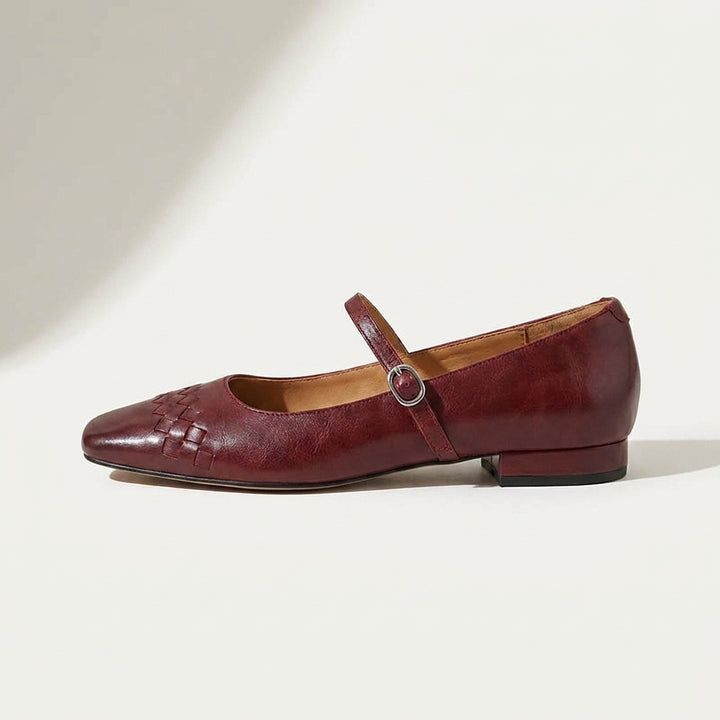 Verona Mary Janes — Wine, side profile studio view