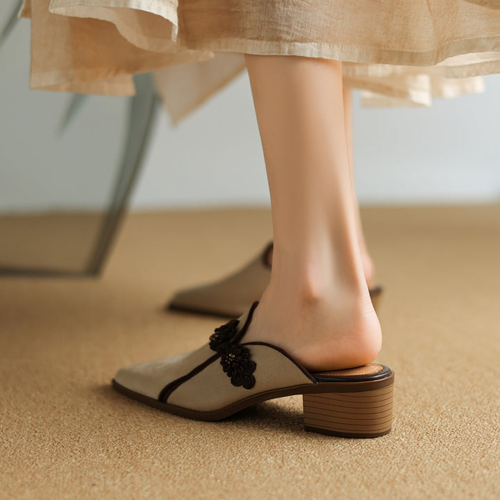 Lotus Suede Heels