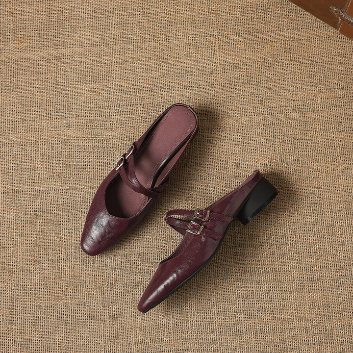 Valeria Genuine Leather Mules