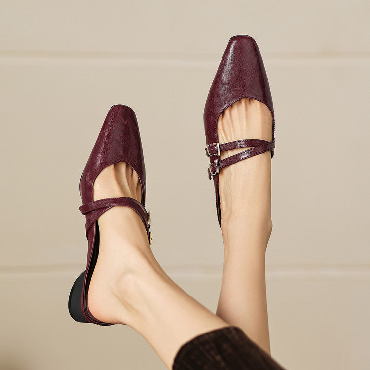 Valeria Genuine Leather Mules