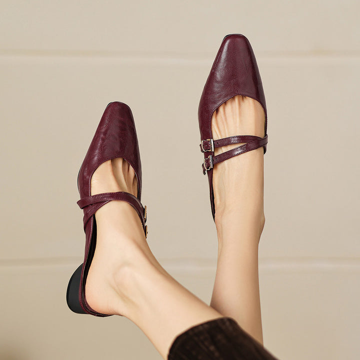 Valeria Genuine Leather Mules