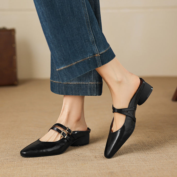 Valeria Genuine Leather Mules