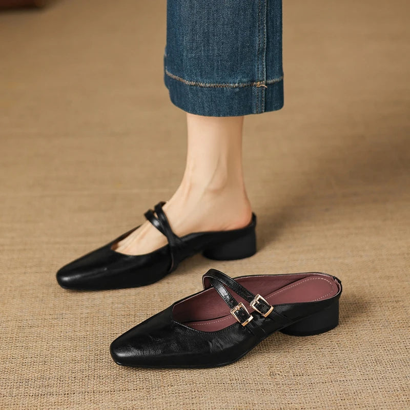 Valeria Genuine Leather Mules