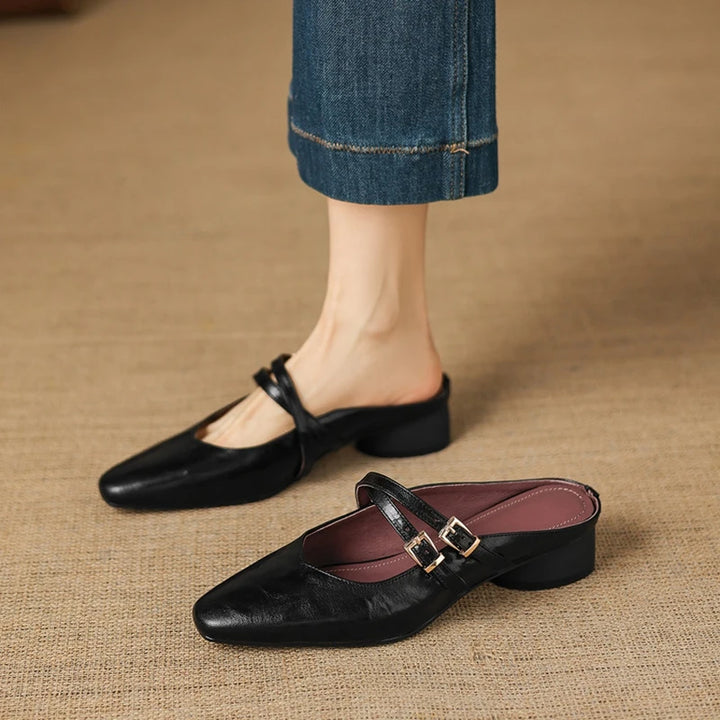 Valeria Genuine Leather Mules