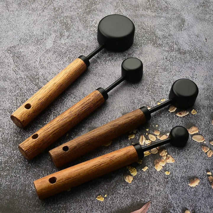 Wood and Steel Measuring Spoon Set