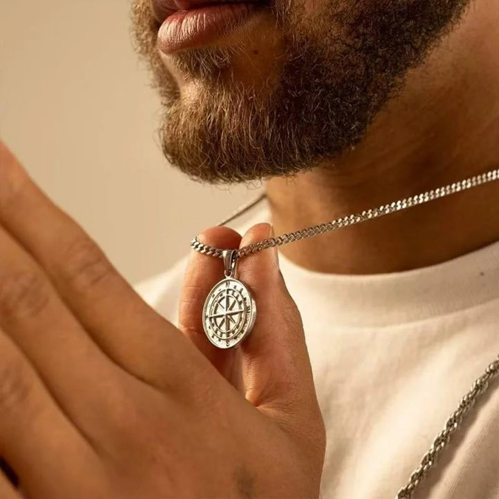 Steel Compass Necklace