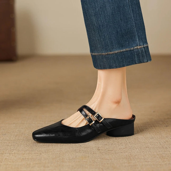 Valeria Genuine Leather Mules