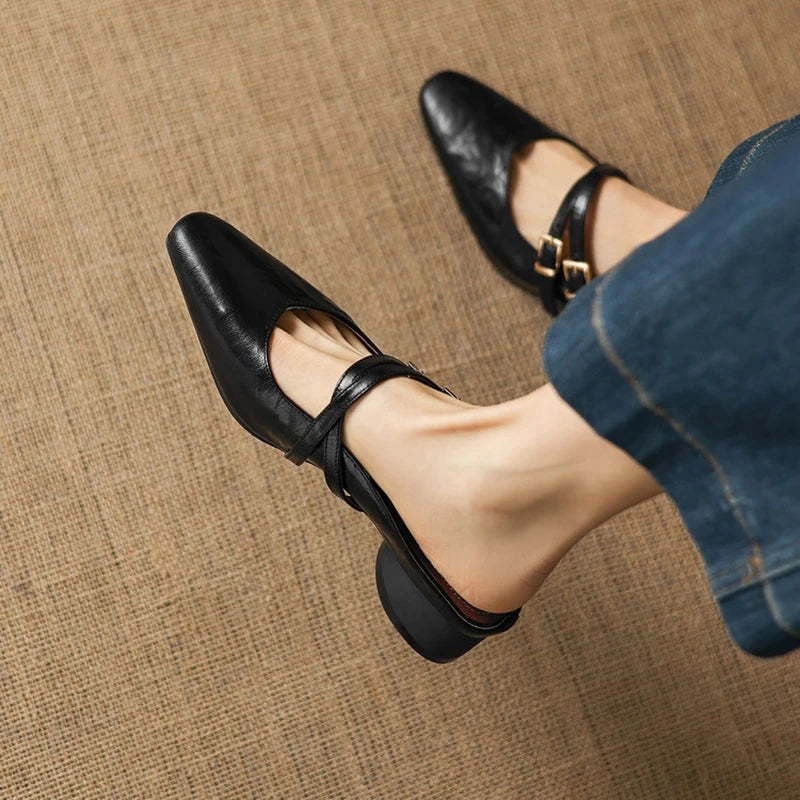 Valeria Genuine Leather Mules