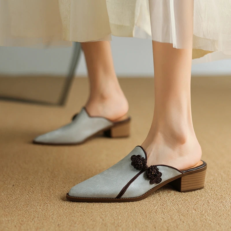 Lotus Suede Heels