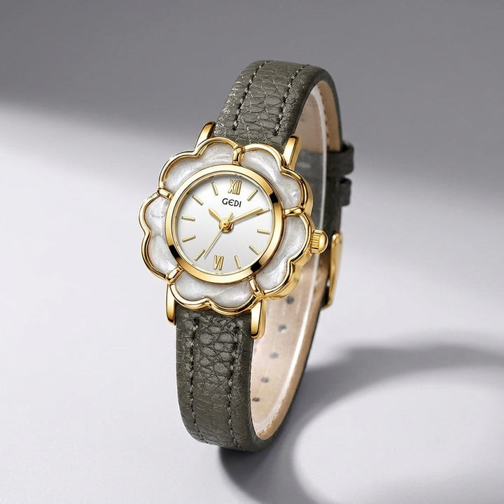 Pescia Flower Watch — Grey, three-quarter studio view