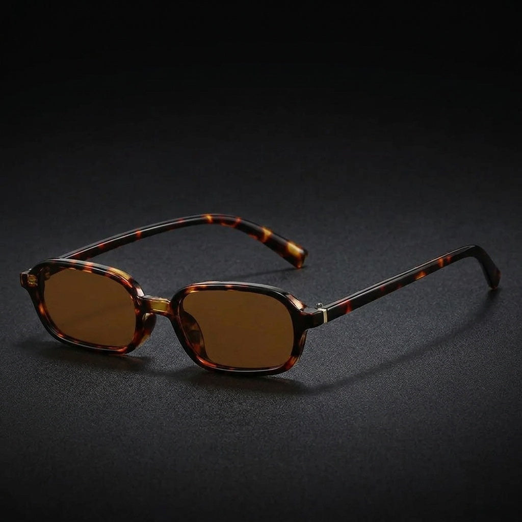 Siena Rectangle Sunglasses — Tortoise, three-quarter studio view