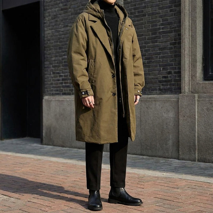Kensington Overcoat — Army Green, lifestyle full outfit