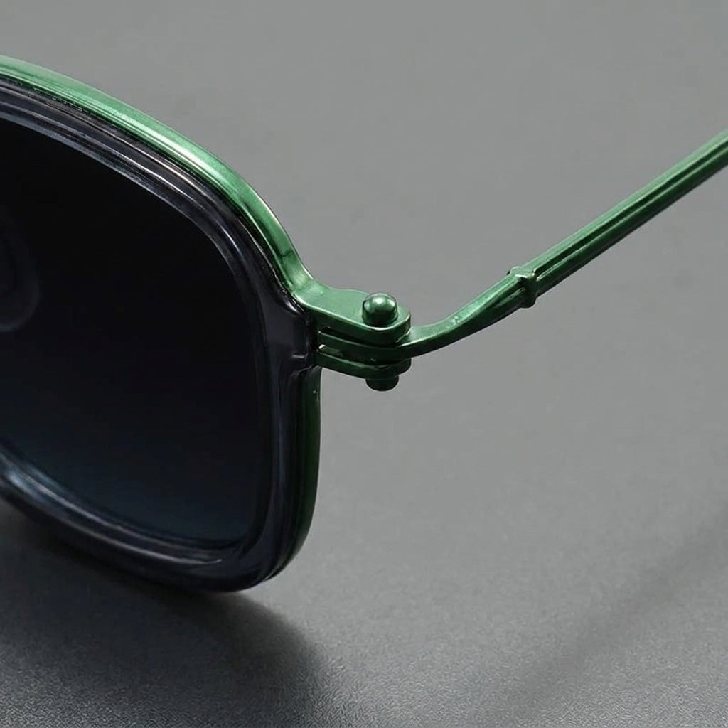 Taranto Metal Sunglasses — Green, frame corner detail
