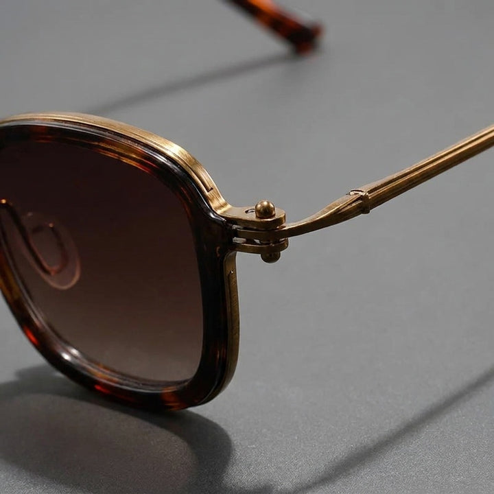 Taranto Metal Sunglasses — Leopard, frame corner detail