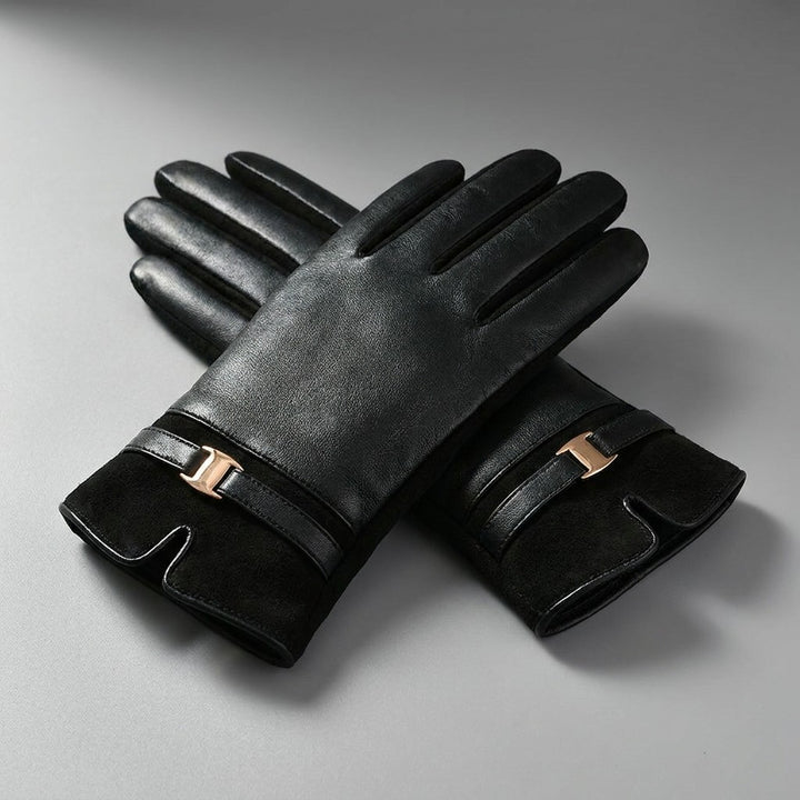 Bardolino Leather Gloves — Black, pair studio view