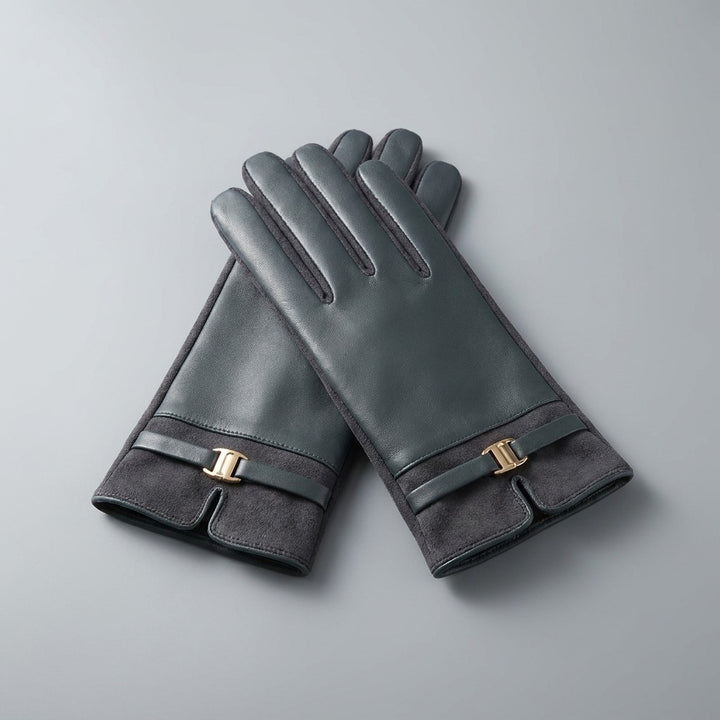 Bardolino Leather Gloves — Charcoal, pair studio view