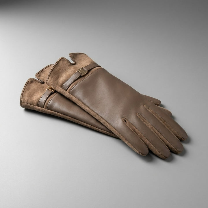 Bardolino Leather Gloves — Taupe, pair studio view
