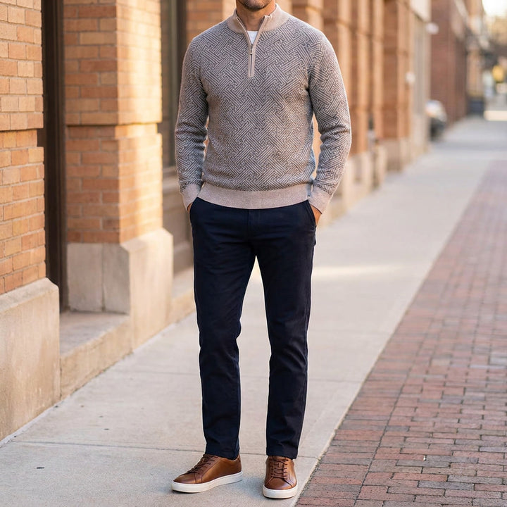 Lecco Merino Sweater — Beige, lifestyle outfit