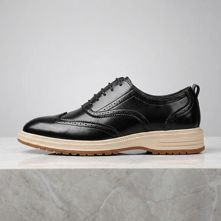 Trieste Brogue Sneakers — Black, side profile