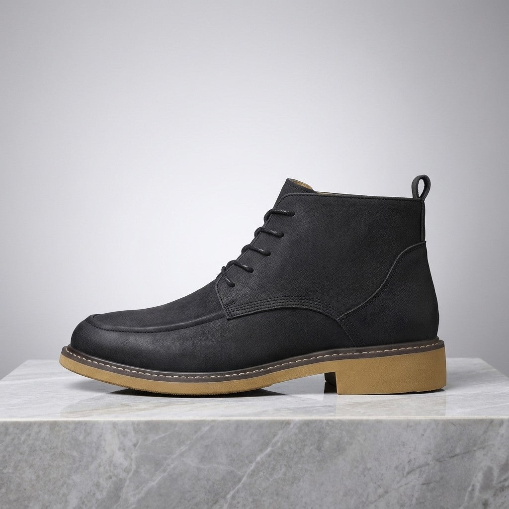 Trento Leather Boots — Black, side profile