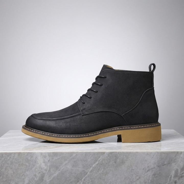 Trento Leather Boots — Black, side profile