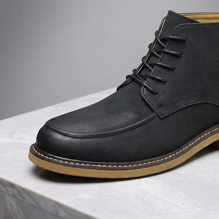 Trento Leather Boots — Black, construction close-up