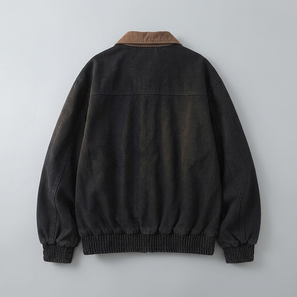 Foggia Cotton Jacket — Black, FLAT_LAY_BACK