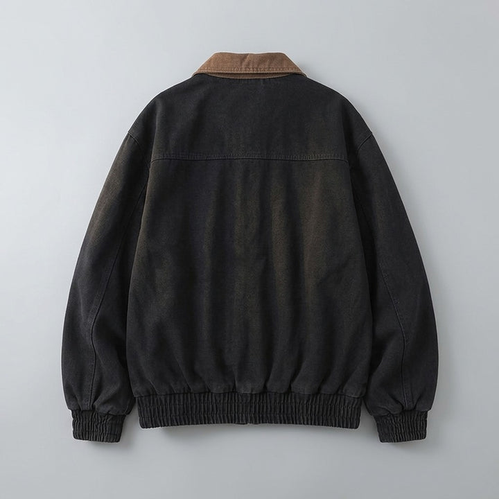 Foggia Cotton Jacket — Black, FLAT_LAY_BACK