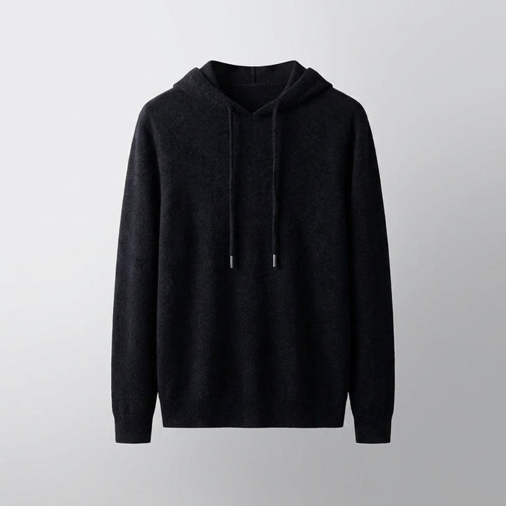Nomad Merino Wool Hoodie — Black, invisible mannequin, front