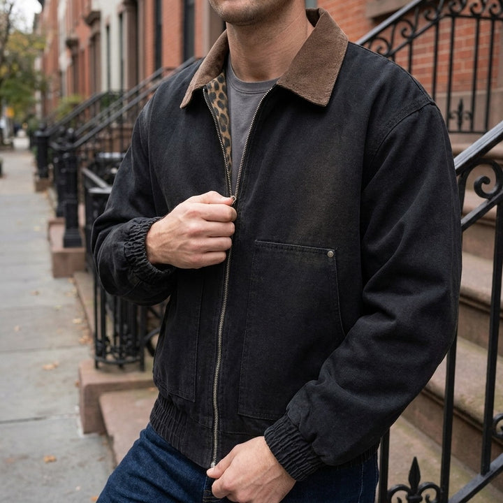 Foggia Cotton Jacket — Black, LIFESTYLE_DETAIL