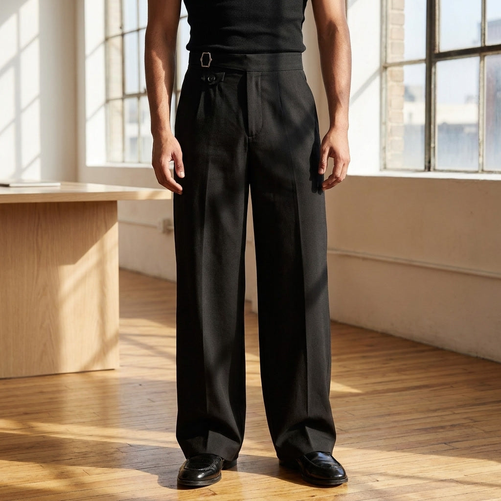 Rimini Pleated Trousers — Black, LIFESTYLE_HERO