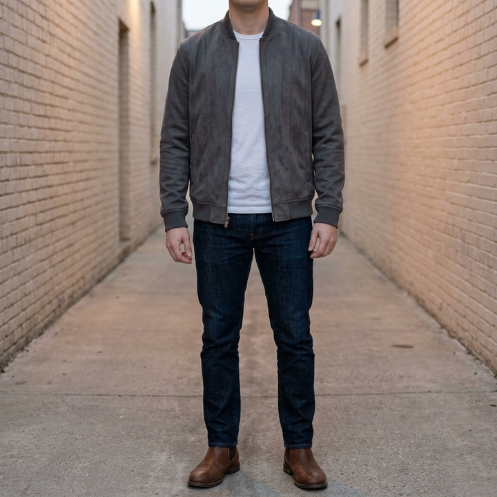 Union Bomber Jacket — Black, lifestyle full outfit