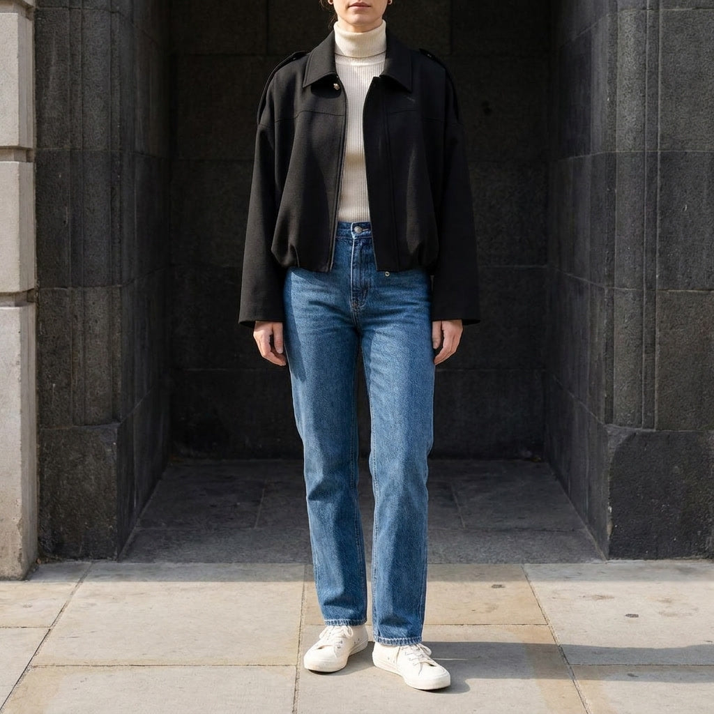 Feltre Suede Jacket — Black, lifestyle full outfit
