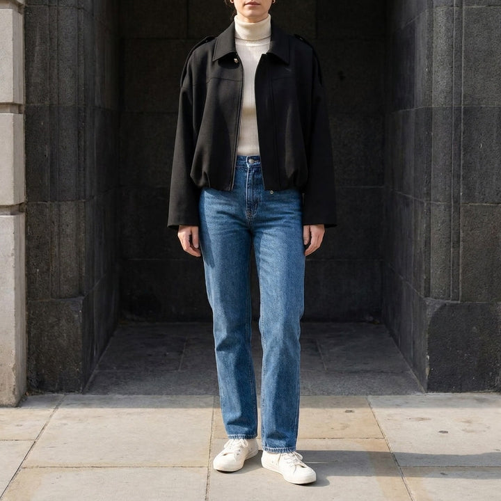 Feltre Suede Jacket — Black, lifestyle full outfit