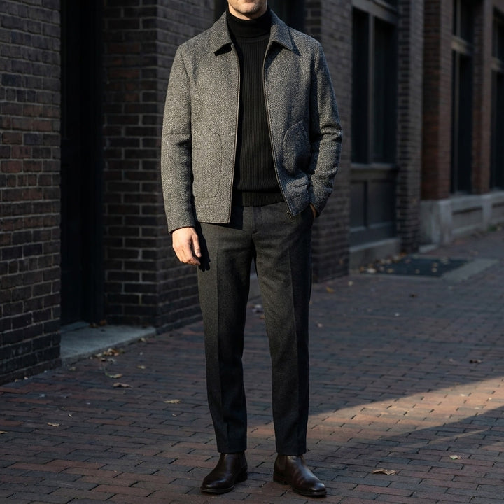 Albano Wool-Blend Jacket — Black, LIFESTYLE_OUTFIT