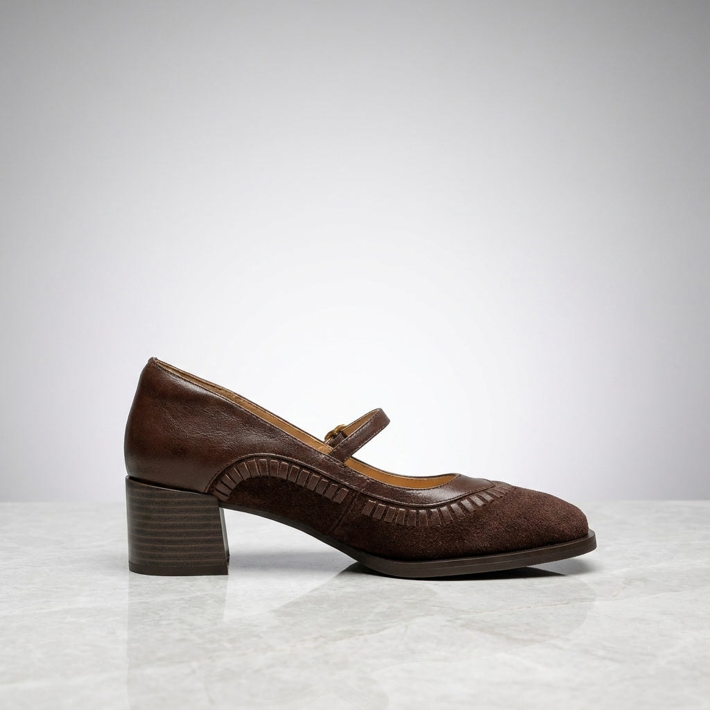 Pescara Buckle Mary Janes — Brown, side profile