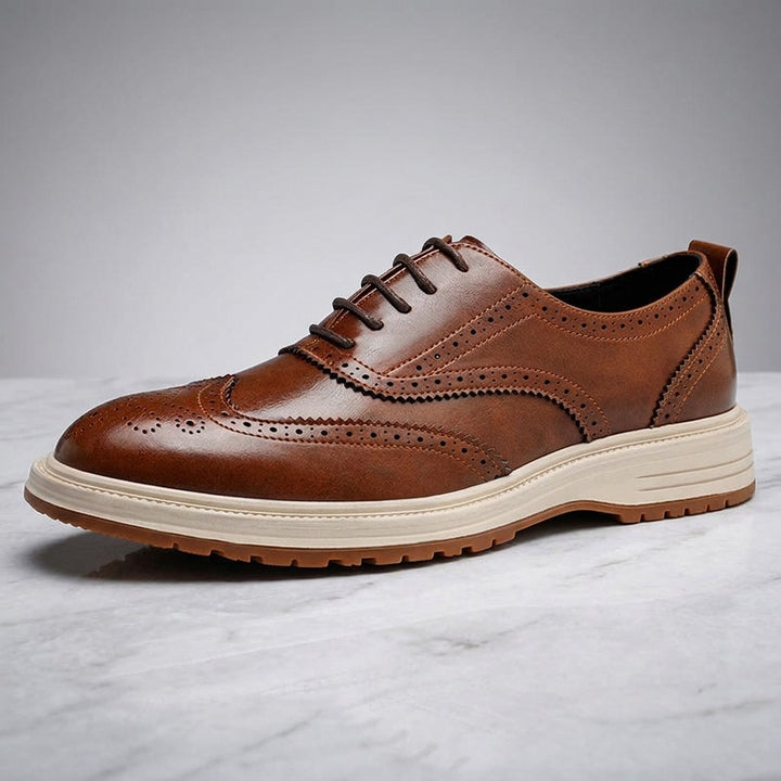 Trieste Brogue Sneakers — Brown, side profile