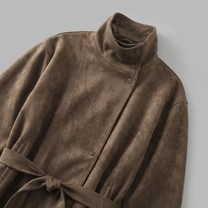 Montalcino Belted Jacket — Brown, DETAIL