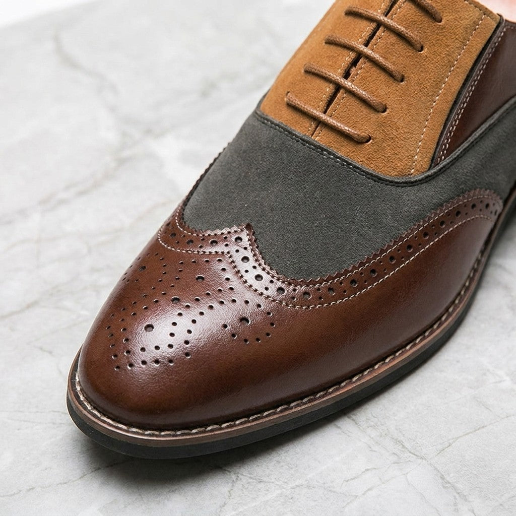 Novara Wingtip Oxfords — Brown, detail