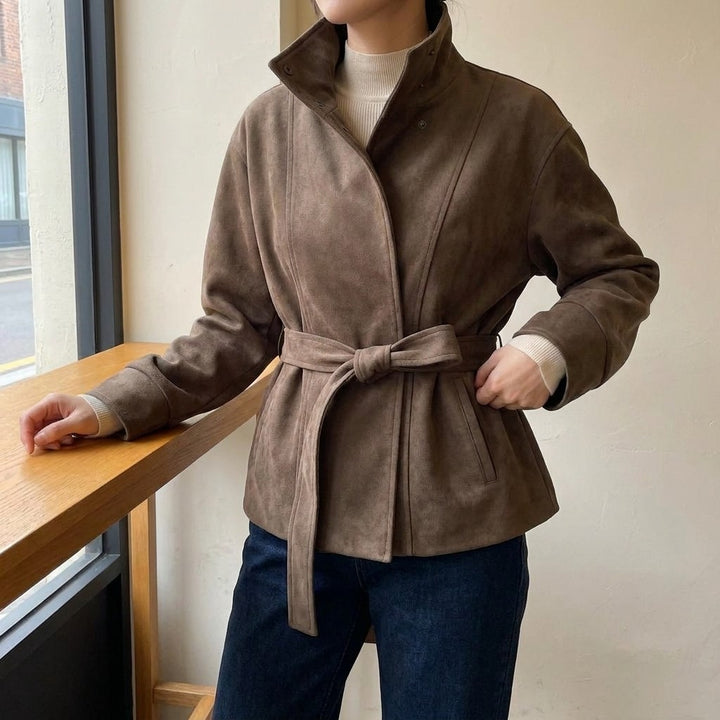 Montalcino Belted Jacket — Brown, LIFESTYLE_DETAIL