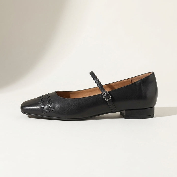 Verona Mary Janes — Black, side profile studio view