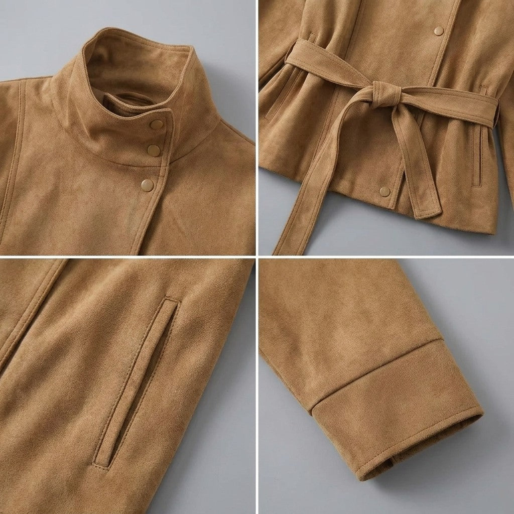 Montalcino Belted Jacket — Camel, DETAIL